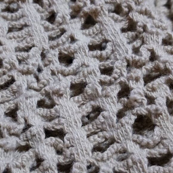 Boho Knit Maxi Cardigan Women’s Beige Duster Sweater L Festival Layering Chic - Picture 8 of 15